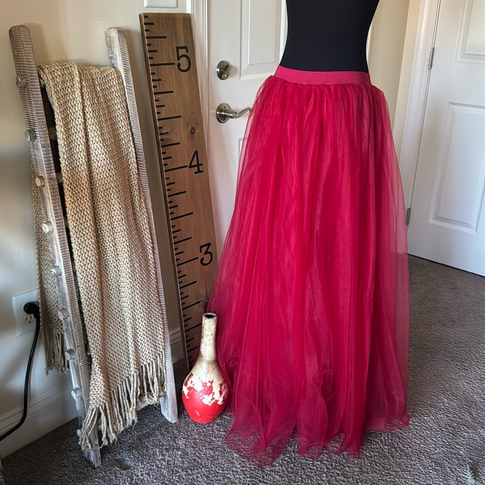 EllieHouse A Line Long Maxi Bridesmaid Tulle Skirt for Wedding Evening Party